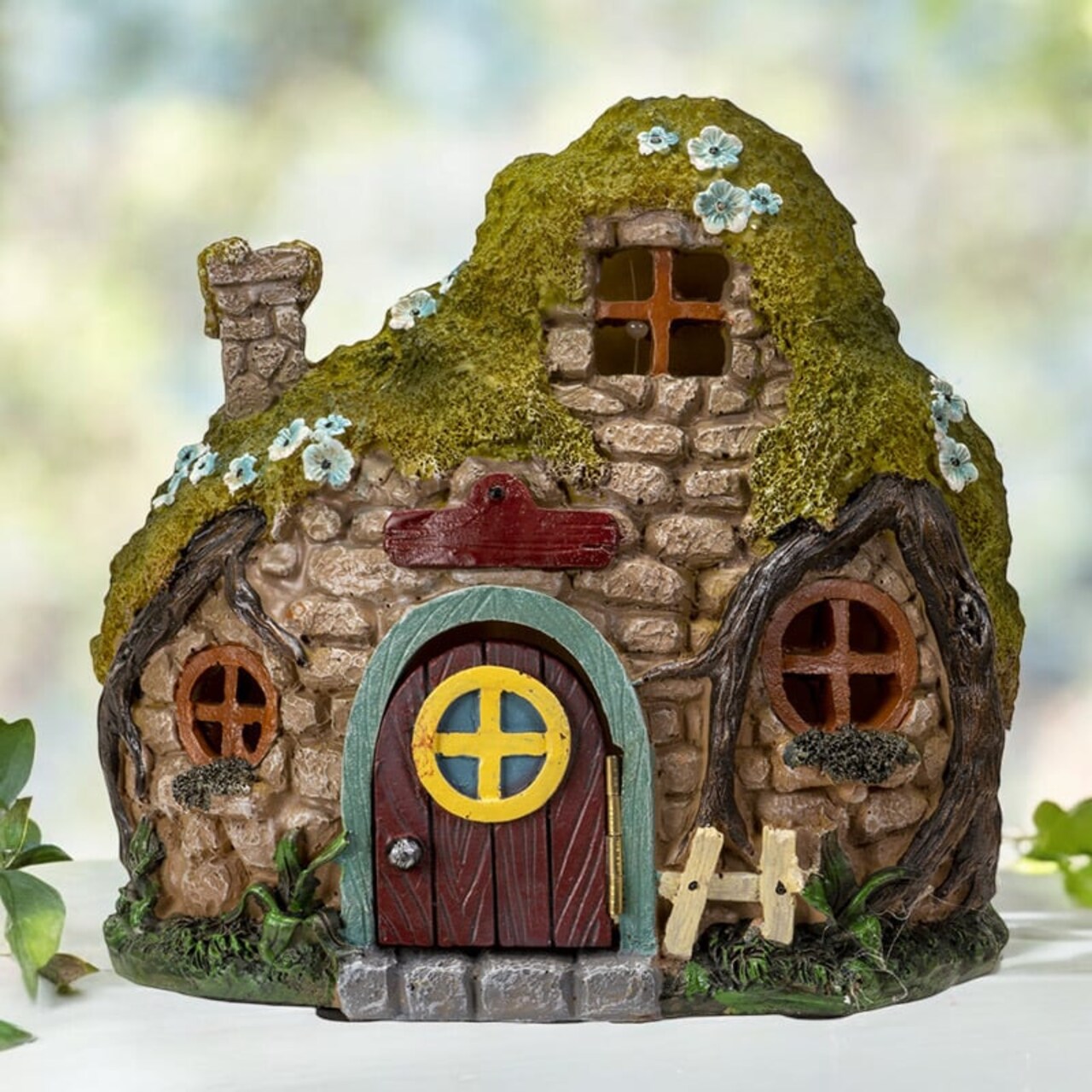 Polyresin Fairy Tale Cottage With Led Light Cottagecore Fairy Tale Decor,